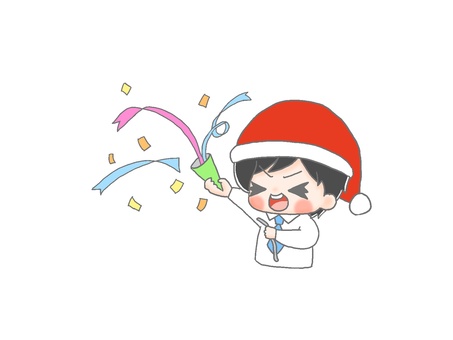 クラッカー Xmas男性会社員1 クラッカー Xmas男性会社員1 手描き,男性,黒髪,会社員,yシャツ,ネクタイ,仕事,打ち上げ,パーティ,クリスマスのイラスト素材