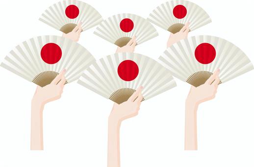 日の丸めでたい 日の丸,複数,日本,扇子,道具,和,めでたい,リアル,持つ,手のイラスト素材