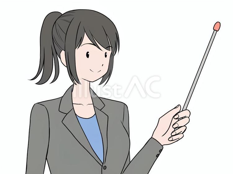 指差しする女性 女性,スーツ,大人のイラスト素材