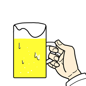 ビールジョッキを持つ手 ビール,ジョッキ,手,泡,冷たい,飲み物,持つのイラスト素材