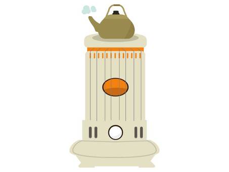 石油ストーブと温めるやかん 石油ストーブ,やかん,ストーブ,石油,暖房,暖かい,暖房器,湯沸かし,お茶,お湯のイラスト素材