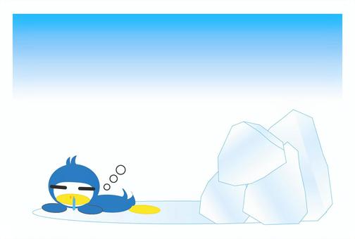 Hot summertime 2, penguin, ice, summer greeting card, JPG, PNG and AI