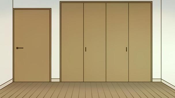 シンプルなフローリングの洋室 部屋,洋室,フローリング,クローゼット,ドア,背景のイラスト素材