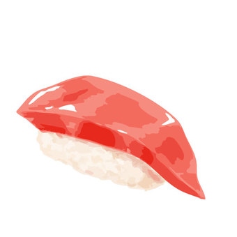 まぐろ一貫 寿司,マグロ,米,赤身,食べ物,シンプル,かわいい,ゆるい,手描き,カットイラストのイラスト素材