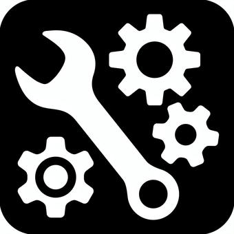 メンテナンスのアイコン メンテナンス,スパナ,レンチ,歯車,工具,カスタマイズ,設定,修理,整備,道具のイラスト素材