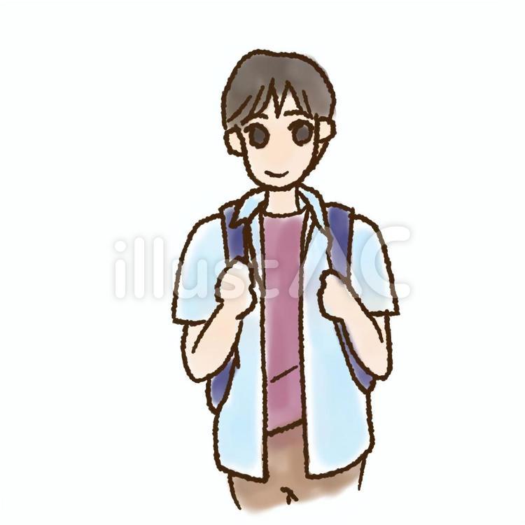 ただいまー帰ったよ。 男の子,男子,リュックのイラスト素材