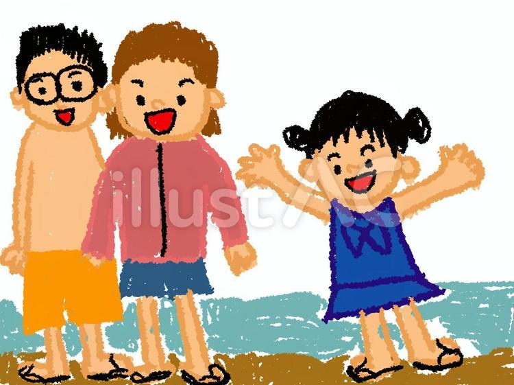子どもの絵　絵日記　プール　海水浴 子供,絵,宿題のイラスト素材