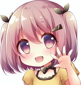 ツインテールの女の子 ツインテール,かわいい,萌え,デフォルメ,女の子,美少女,女性,女子,少女,ミニキャラのイラスト素材