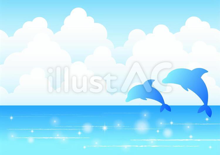 夏イメージ素材29 夏,フレーム,イルカのイラスト素材