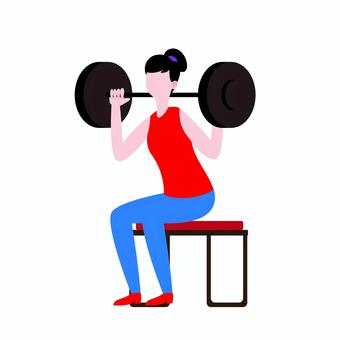 ウェイトリフティング 004 筋トレ,トレーニング,ダンベル,ウェイト,女性,運動,フィットネス,ジム,エクササイズ,ベンチのイラスト素材