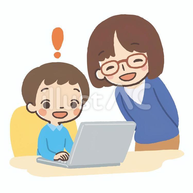 ノートPCと男の子 わかった 男の子,子供,人物のイラスト素材