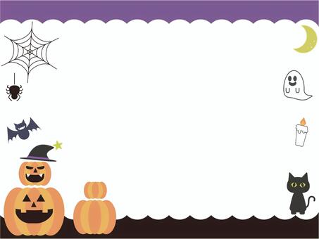 ハロウィンモチーフ　可愛いフレーム飾り枠 ハロウィン,ハロウィーン,フレーム,枠,背景,アイコン,コピースペース,かぼちゃ,ジャックオーランタン,おばけのイラスト素材