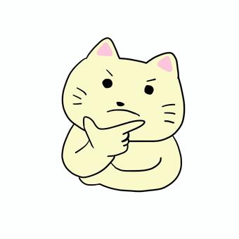 う〜んと考えるねこ ねこ,キャラ,ポップ,かわいい,動物,考える,悩む,困る,わからない,思案のイラスト素材