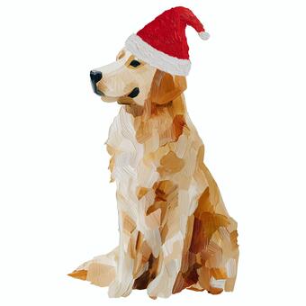 クリスマス 犬 ゴールデンレトリバー クリスマス,犬,ゴールデンレトリバー,大型犬,動物,ペット,サンタ帽,イベント,かわいい,おすわりのイラスト素材
