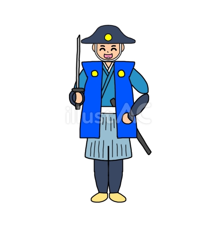 笑顔の旧幕府軍士官 藩士,武士,侍のイラスト素材