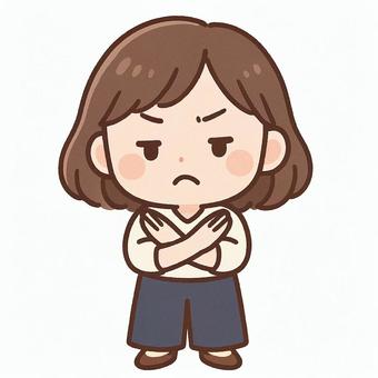 ×マークをして拒否している女性