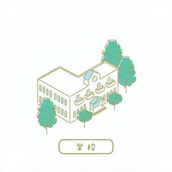 学校／先生のためのイラスト 校舎,学校,スクール,教育,キャンパス,大学,カレッジ,高校,専門学校,建物のイラスト素材