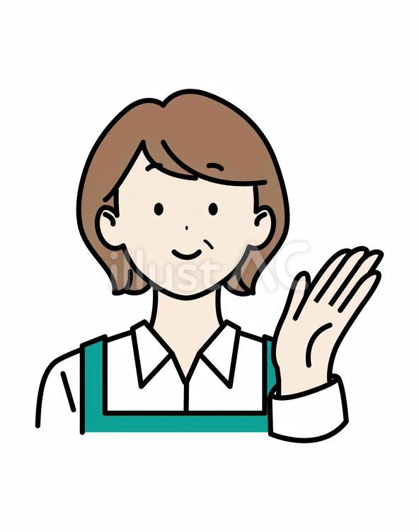 ショートの中年女性店員さんこちら こちら,店員,店員さんのイラスト素材