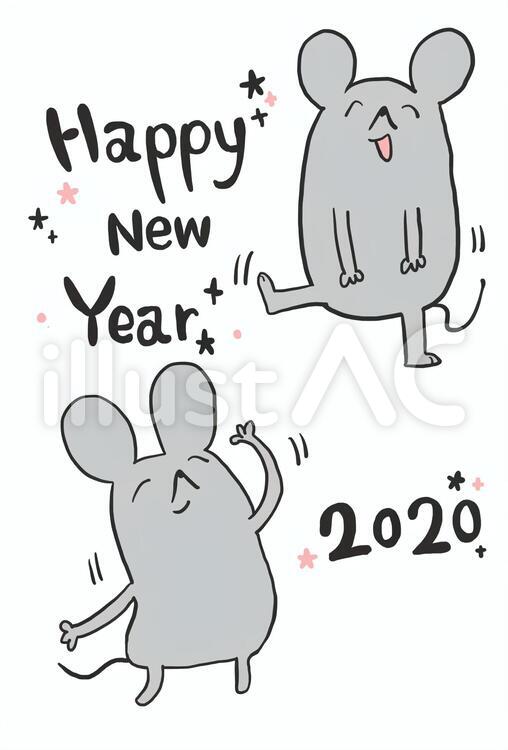 ねずみの年賀状 ねずみ,ネズミ,鼠のイラスト素材