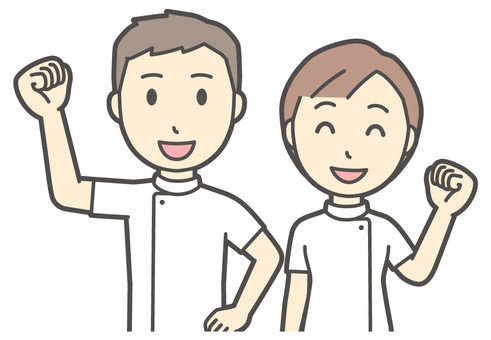  理学療法士の男女-009-バスト ガッツポーズ,理学療法士,男女,医療,病院,クリニック,整体師,柔道整復師,鍼灸師,人物のイラスト素材