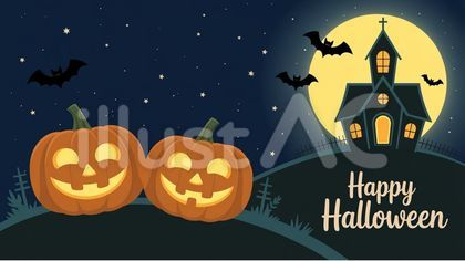 ハロウィン 夜 空背景 イラスト