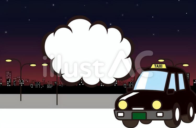 タクシー　taxi タクシー,深夜,乗り物のイラスト素材