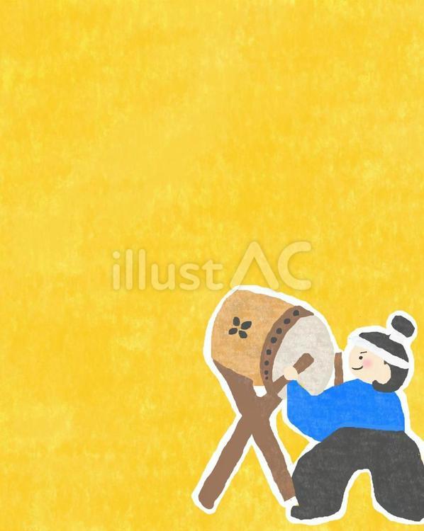 太鼓をたたく男性♪ かわいい,太鼓,演奏のイラスト素材