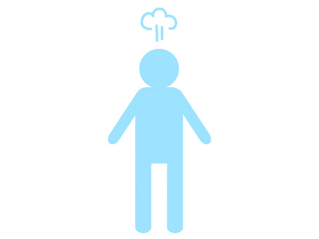 ストレスやイライラを示す青い人型アイコン 棒人間,人物,ピクトグラム,アイコン,湯気,怒り,怒る,感情,ストレス,イライラのイラスト素材