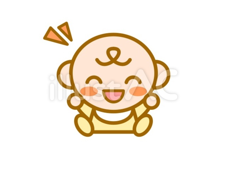 赤ちゃん　ご機嫌　黄 赤ちゃん,ご機嫌,笑顔のイラスト素材