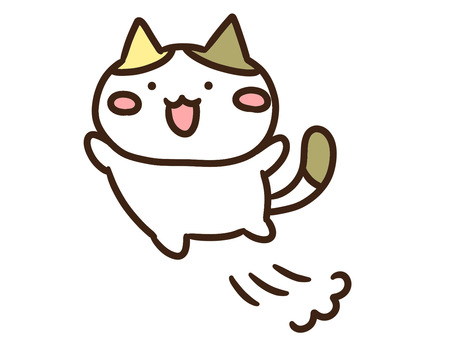 思い切り元気にジャンプするかわいい三毛猫 ジャンプ,ねこ,大ジャンプ,跳ねる,跳ぶ,喜ぶ,嬉しい,はしゃぐ,笑顔,楽しいのイラスト素材