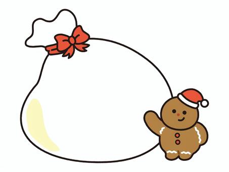 フレーム_プレゼント袋とジンジャーマン ジンジャーマン,ジンジャーブレッド,クリスマス,お菓子,クッキー,スイーツ,冬,ホリデー,パーティー,ベクターのイラスト素材