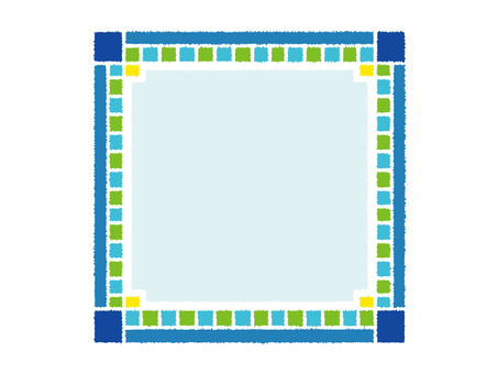 じわじわ線のカラフルタイル風フレーム01 フレーム,囲み,枠,飾り枠,囲み枠,手描き,タイル,四角,背景枠,色々のイラスト素材