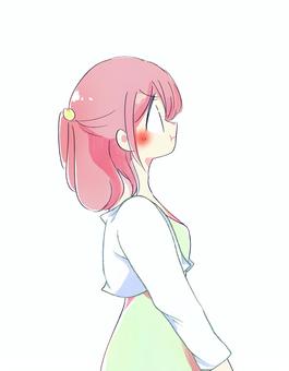 怒っている春の女性　鞄なし 怒る,ムカつく,イライラ,怒り,女性,ストレス,嫉妬,ぷんぷん,しかめっ面,ほっぺたのイラスト素材