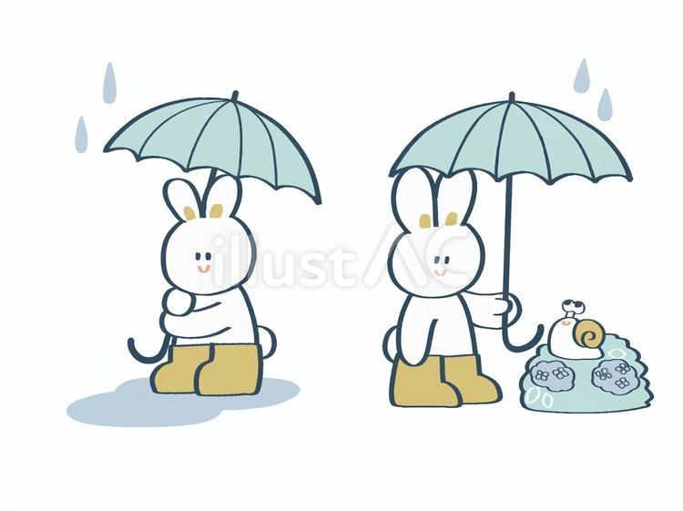 6月のうさぎ 6月,梅雨,雨のイラスト素材