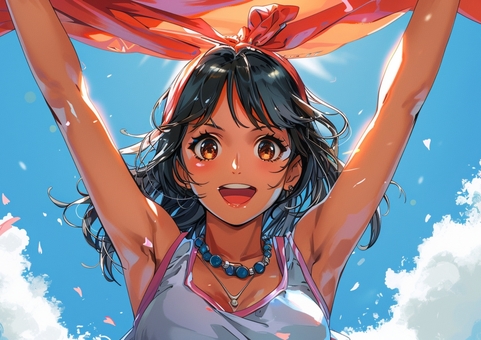 推し活タオル応援ガール(夏空)