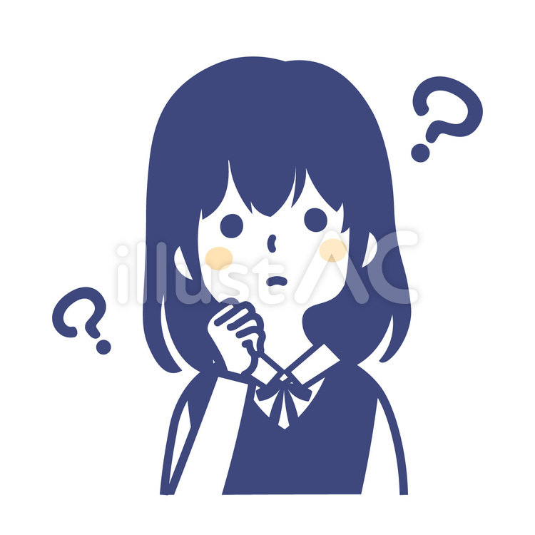 疑問をもったベストを着た女子生徒イラスト 疑問,女の子,かわいいのイラスト素材