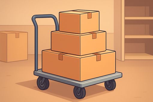 台車にのった段ボール箱