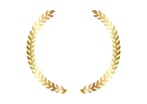 金の月桂冠2025① 月桂冠,枠,アワード,フレーム,金色,あしらい,植物,葉,スペース,ボタニカルのイラスト素材