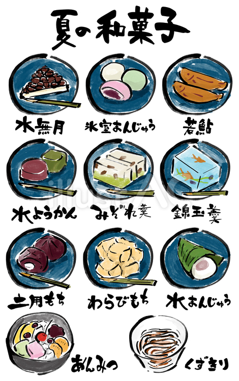 夏の和菓子 和菓子,夏,季節のイラスト素材