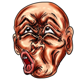 文句や難癖をつける坊主頭の頭 文句,難癖,いじわる,陰湿,男,性悪,頭,感情,表情,リアクションのイラスト素材