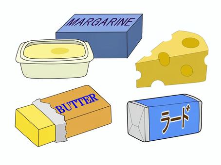 バターなどの食品 バター,マーガリン,ラード,チーズ,食品,文字,文字入り,butter,margarine,英語のイラスト素材