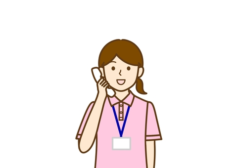 電話をかけるケアマネージャー・保険師女性 電話,相談,見守り,アドバイス,聞き取り,保健師,ケアマネージャー,地域包括ケア,生活支援,女性のイラスト素材