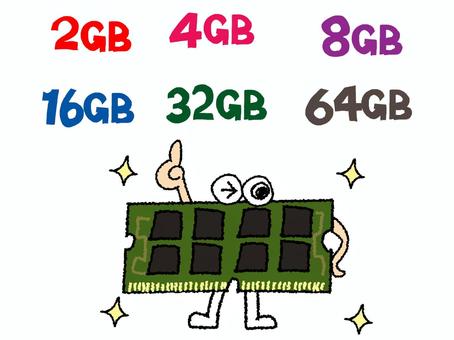 メモリ メモリ,目,2gb,4gb,8gb,16gb,32gb,64gb,文字絵,可愛いのイラスト素材