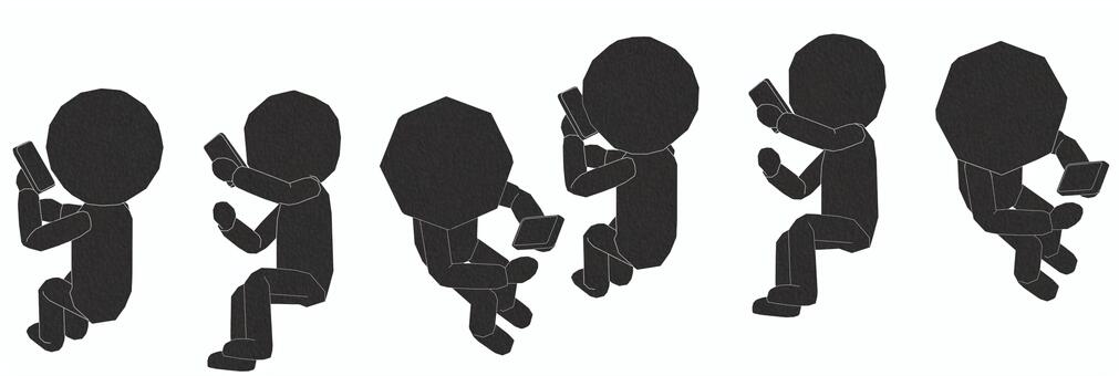 棒人間　ペパクラ風　座ってスマホを見る スマートフォン,スマホ,ネット,インターネット,メール,観る,視聴,座る,人間,人のイラスト素材