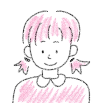 クレヨン風女の子 女性,人物,シンプル,女の子,クレヨン,似顔絵,上半身,1人,ゆるい,こどものイラスト素材