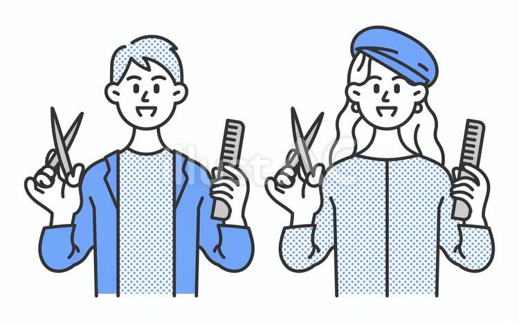 美容師の男女 美容師,ヘアデザイナー,ヘアカットのイラスト素材