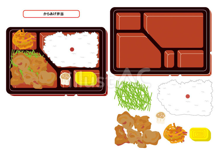 からあげ弁当 お弁当屋さん,からあげ,しゅうまいのイラスト素材
