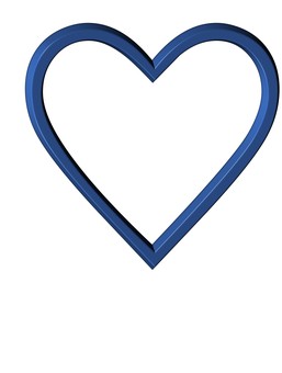 ３D文字記号青ハート枠 ハート,文字,記号,立体,3d,青,装飾文字,フォント,デザイン,アイコンのイラスト素材