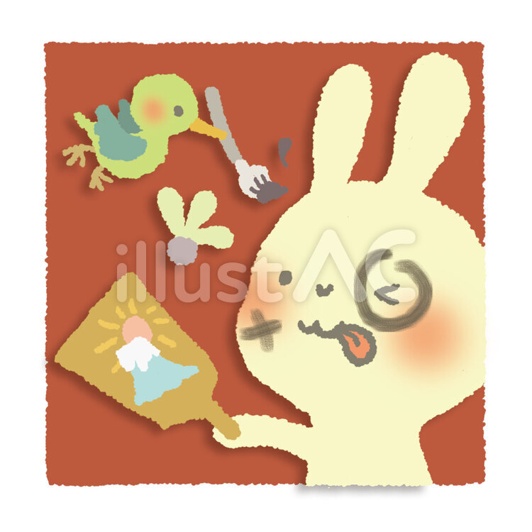 うさぎの正月 羽根つき,羽子板,うさぎのイラスト素材