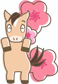 梅の花と馬